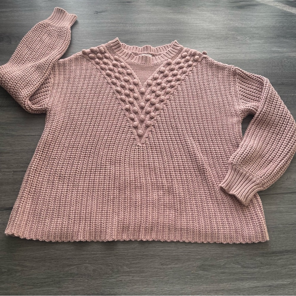 In Loom Dusty Pink Chunky Textured Boxy Sweater Sz M-L Fall/Winter Cozy